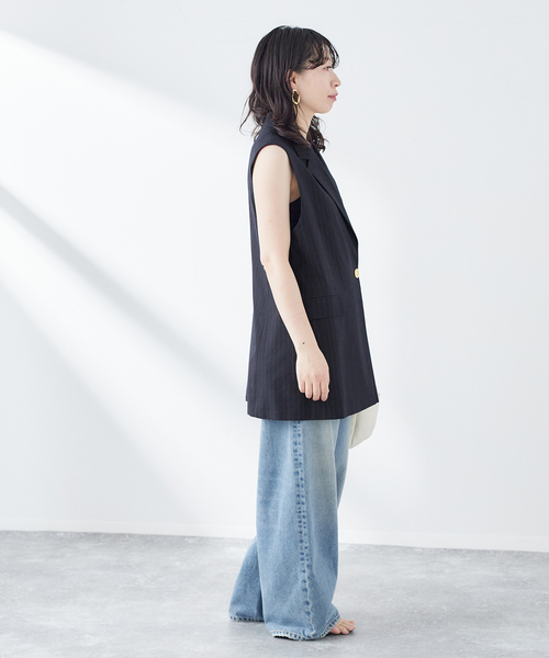 2024SS】L´ESSAGE 綿麻ゴールドボタンベスト ジレ