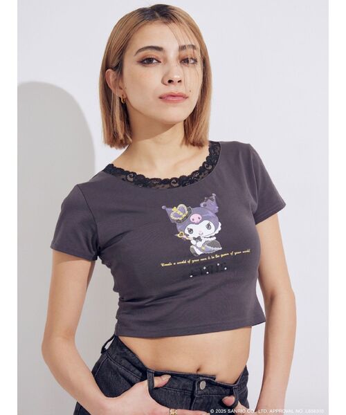 EVRIS（エヴリス）の「【メロクロコラボ】レースドッキングクロミTシャツ（Tシャツ/カットソー・レディース・ブラック・FREE）」の3枚目の写真