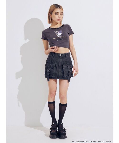 EVRIS（エヴリス）の「【メロクロコラボ】レースドッキングクロミTシャツ（Tシャツ/カットソー・レディース・ブラック・FREE）」の6枚目の写真