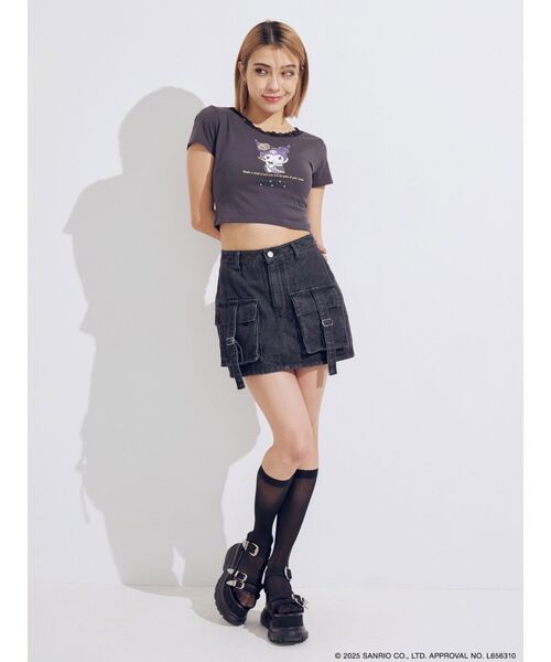 EVRIS（エヴリス）の「【メロクロコラボ】レースドッキングクロミTシャツ（Tシャツ/カットソー・レディース・ブラック・FREE）」の7枚目の写真