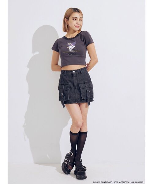 EVRIS（エヴリス）の「【メロクロコラボ】レースドッキングクロミTシャツ（Tシャツ/カットソー・レディース・ブラック・FREE）」の8枚目の写真