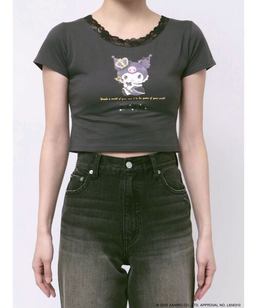 EVRIS（エヴリス）の「【メロクロコラボ】レースドッキングクロミTシャツ（Tシャツ/カットソー・レディース・ブラック・FREE）」の10枚目の写真