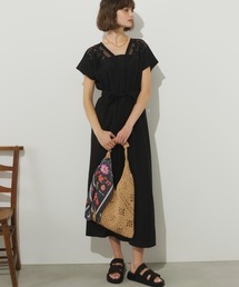未使用 新品 美品 グレーブラック 刺繍ワンピース Sサイズ 美品 グレースコンチネンタル シルク 刺繍レース ワンピース 38