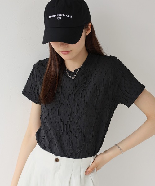 J by blue(ジェイバイブルー)の「ラインフクレジャガードカットソー(Tシャツ/カットソー・レディース・モカ/アイボリー/ブラック・MEDIUM)」の1枚目の写真