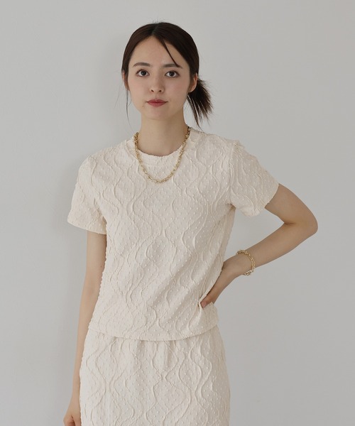 J by blue(ジェイバイブルー)の「ラインフクレジャガードカットソー(Tシャツ/カットソー・レディース・モカ/アイボリー/ブラック・MEDIUM)」の4枚目の写真