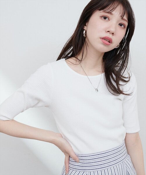 セール】ボールトリム細リブカットTOPS（Tシャツ/カットソー