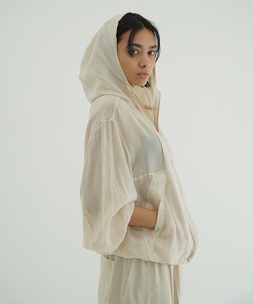 CLANE（クラネ）の「SHEER AIRY ZIP HOODIE（パーカー・レディース・ブラック/アイボリー・2/1）」の13枚目の写真