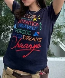 Achic（アシック）の「レタリングラウンド半袖Tシャツ（Tシャツ/カットソー）」