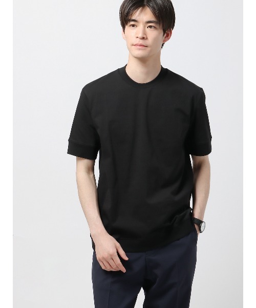 SUIT SQUARE(スーツスクエア)の「オフィT 半袖Tシャツ ウォッシャブル 接触冷感 クール天竺(Tシャツ/カットソー・メンズ・ネイビー系/ブラック系/ブルー系/グレー系/グリーン系/ベージュ系/ホワイト系・3L/M/S/LL/L)」の3枚目の写真