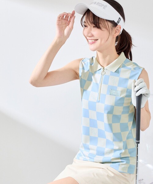 セール】チェッカーボード柄ノースリーブポロ（ポロシャツ）｜JUN&ROPE