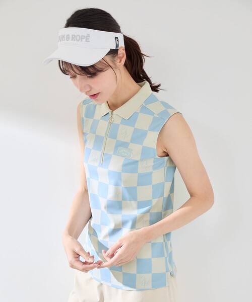 セール】チェッカーボード柄ノースリーブポロ（ポロシャツ）｜JUN&ROPE