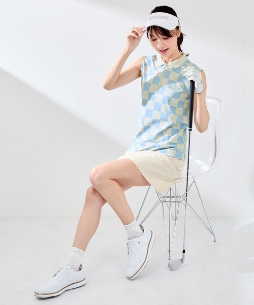 JUN&ROPE'(ジュンアンドロペ)の「チェッカーボード柄ノースリーブポロ(ポロシャツ・レディース・イエロー/サックスブルー/ブラック・L/M/S)」の19枚目の写真