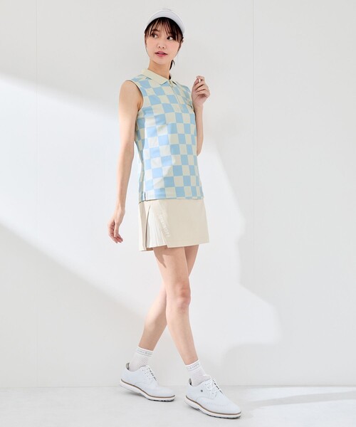 JUN&ROPE'(ジュンアンドロペ)の「チェッカーボード柄ノースリーブポロ(ポロシャツ・レディース・イエロー/サックスブルー/ブラック・L/M/S)」の21枚目の写真