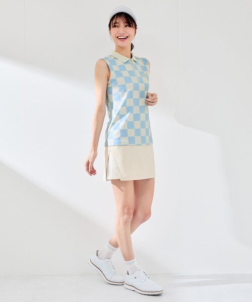 JUN&ROPE'(ジュンアンドロペ)の「チェッカーボード柄ノースリーブポロ(ポロシャツ・レディース・イエロー/サックスブルー/ブラック・L/M/S)」の22枚目の写真