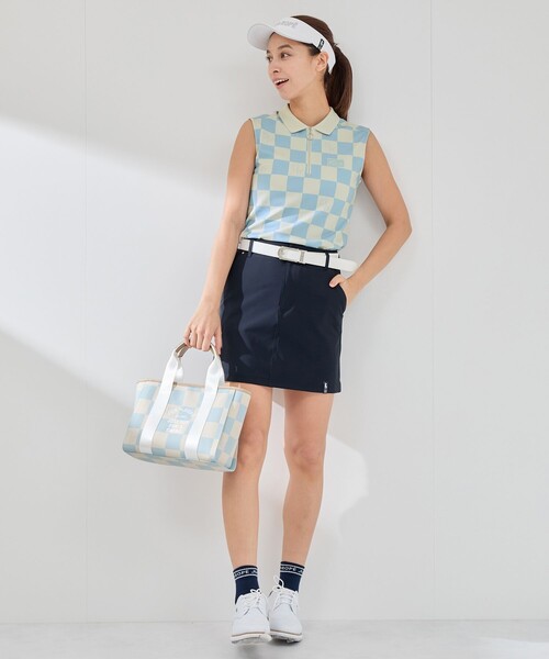 JUN&ROPE'(ジュンアンドロペ)の「チェッカーボード柄ノースリーブポロ(ポロシャツ・レディース・イエロー/サックスブルー/ブラック・L/M/S)」の13枚目の写真