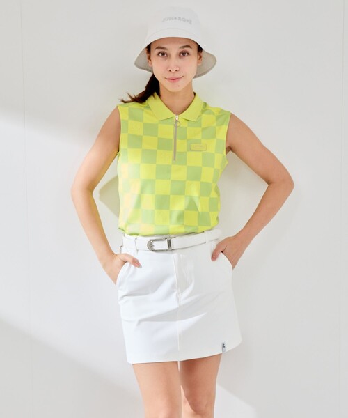 JUN&ROPE'(ジュンアンドロペ)の「チェッカーボード柄ノースリーブポロ(ポロシャツ・レディース・イエロー/サックスブルー/ブラック・L/M/S)」の14枚目の写真