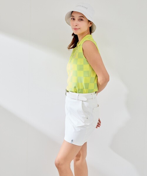 JUN&ROPE'(ジュンアンドロペ)の「チェッカーボード柄ノースリーブポロ(ポロシャツ・レディース・イエロー/サックスブルー/ブラック・L/M/S)」の15枚目の写真