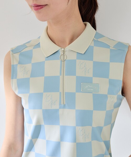 チェッカーボード柄ノースリーブポロ（ポロシャツ）｜JUN&ROPE
