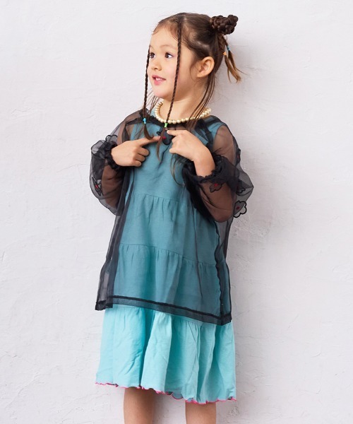 Life Support Products（ライフサポートプロダクツ）の「梨地ティアードワンピース（ワンピース・キッズ・オレンジ/ピンク/ブラック/ライトブルー・95/140/150/90/100/110/120/80/130）」の9枚目の写真