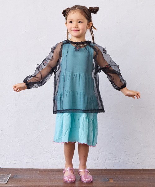 Life Support Products（ライフサポートプロダクツ）の「梨地ティアードワンピース（ワンピース・キッズ・オレンジ/ピンク/ブラック/ライトブルー・95/140/150/90/100/110/120/80/130）」の10枚目の写真