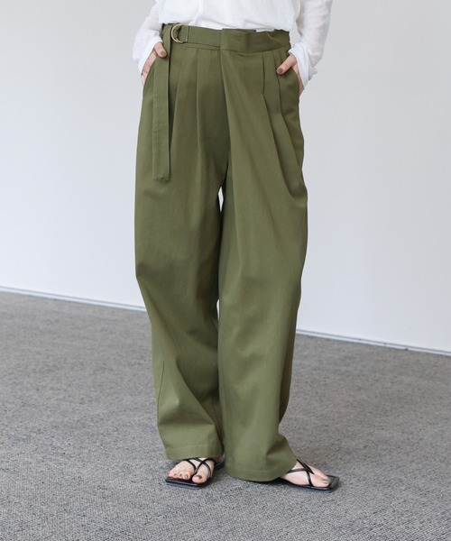 select MOCA Et（セレクトモカエト）の「【Et】Wrap-Belt Chino Pants（チノパンツ・レディース・チャコール/アイボリー/カーキ・FREE）」の3枚目の写真