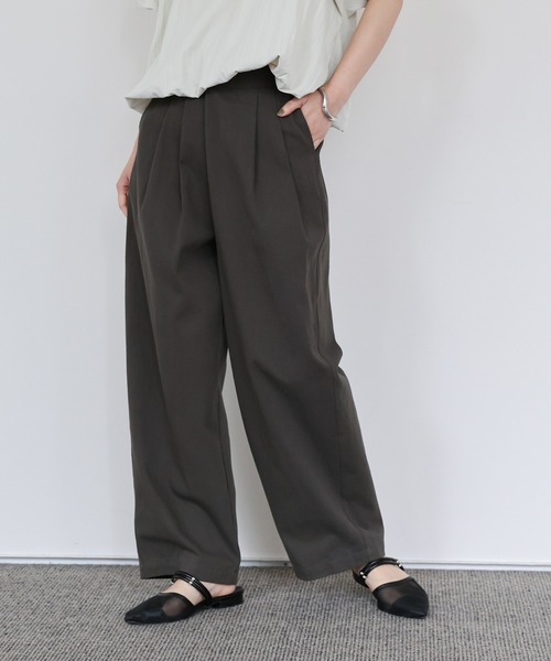 select MOCA Et（セレクトモカエト）の「【Et】Wrap-Belt Chino Pants（チノパンツ・レディース・チャコール/アイボリー/カーキ・FREE）」の2枚目の写真