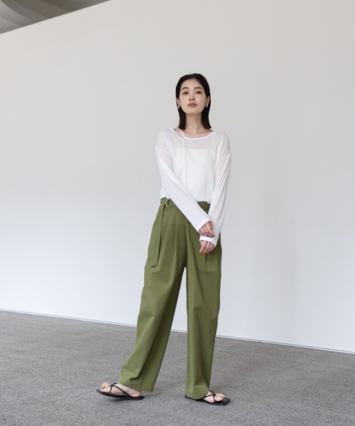 select MOCA Et（セレクトモカエト）の「【Et】Wrap-Belt Chino Pants（チノパンツ・レディース・チャコール/アイボリー/カーキ・FREE）」の9枚目の写真