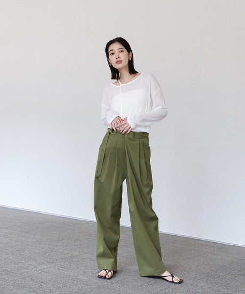 select MOCA Et（セレクトモカエト）の「【Et】Wrap-Belt Chino Pants（チノパンツ・レディース・チャコール/アイボリー/カーキ・FREE）」の4枚目の写真