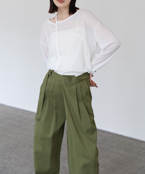 select MOCA Et（セレクトモカエト）の「【Et】Wrap-Belt Chino Pants（チノパンツ・レディース・チャコール/アイボリー/カーキ・FREE）」の12枚目の写真