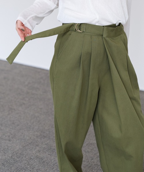 select MOCA Et（セレクトモカエト）の「【Et】Wrap-Belt Chino Pants（チノパンツ・レディース・チャコール/アイボリー/カーキ・FREE）」の8枚目の写真