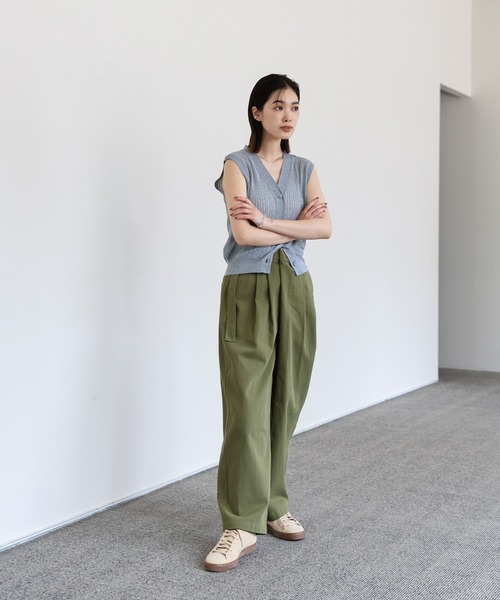 select MOCA Et（セレクトモカエト）の「【Et】Wrap-Belt Chino Pants（チノパンツ・レディース・チャコール/アイボリー/カーキ・FREE）」の14枚目の写真