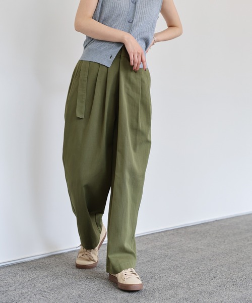 select MOCA Et（セレクトモカエト）の「【Et】Wrap-Belt Chino Pants（チノパンツ・レディース・チャコール/アイボリー/カーキ・FREE）」の17枚目の写真
