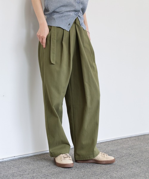 select MOCA Et（セレクトモカエト）の「【Et】Wrap-Belt Chino Pants（チノパンツ・レディース・チャコール/アイボリー/カーキ・FREE）」の13枚目の写真