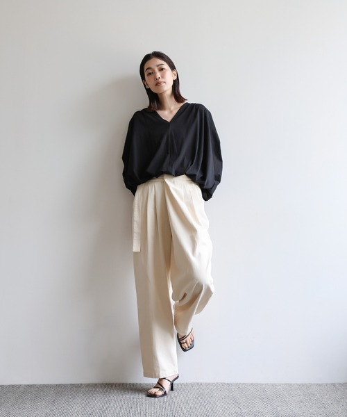 select MOCA Et（セレクトモカエト）の「【Et】Wrap-Belt Chino Pants（チノパンツ・レディース・チャコール/アイボリー/カーキ・FREE）」の5枚目の写真