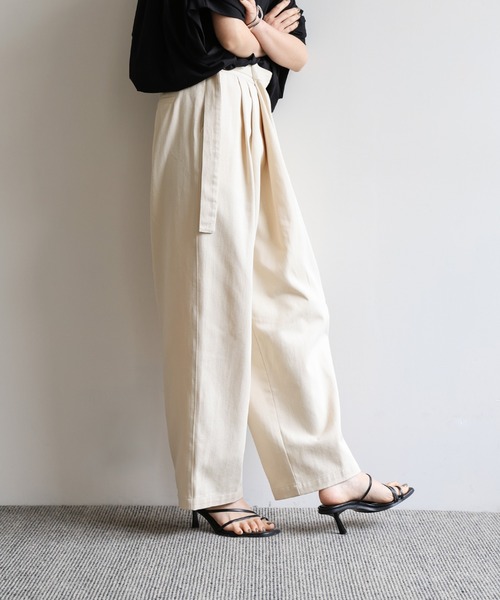 select MOCA Et（セレクトモカエト）の「【Et】Wrap-Belt Chino Pants（チノパンツ・レディース・チャコール/アイボリー/カーキ・FREE）」の21枚目の写真