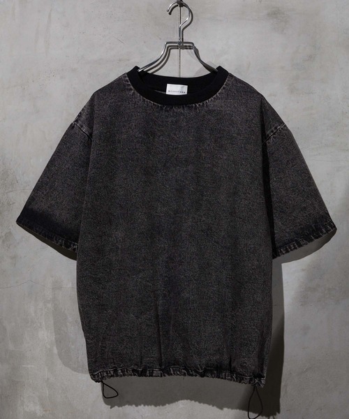 WEARSTAND（ウェアスタンド）の「【WEARSTAND/ウェアスタンド】Denim Drawstring T-Shirt / デニムドローストリングTシャツ（Tシャツ/カットソー・メンズ・ブラック/ブルー系その他/インディゴブルー・MEDIUM/LARGE/X-LARGE）」の4枚目の写真