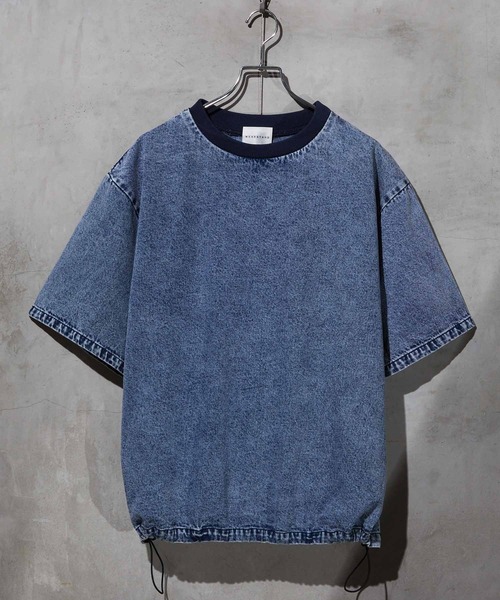 WEARSTAND（ウェアスタンド）の「【WEARSTAND/ウェアスタンド】Denim Drawstring T-Shirt / デニムドローストリングTシャツ（Tシャツ/カットソー・メンズ・ブラック/ブルー系その他/インディゴブルー・MEDIUM/LARGE/X-LARGE）」の6枚目の写真