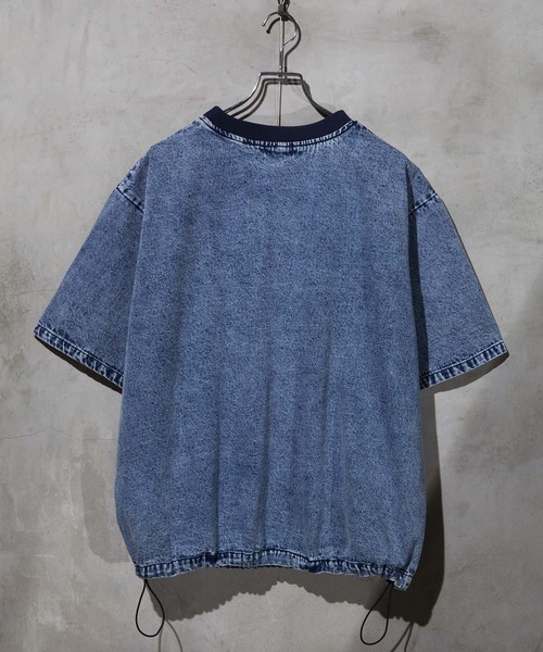 WEARSTAND（ウェアスタンド）の「【WEARSTAND/ウェアスタンド】Denim Drawstring T-Shirt / デニムドローストリングTシャツ（Tシャツ/カットソー・メンズ・ブラック/ブルー系その他/インディゴブルー・MEDIUM/LARGE/X-LARGE）」の7枚目の写真