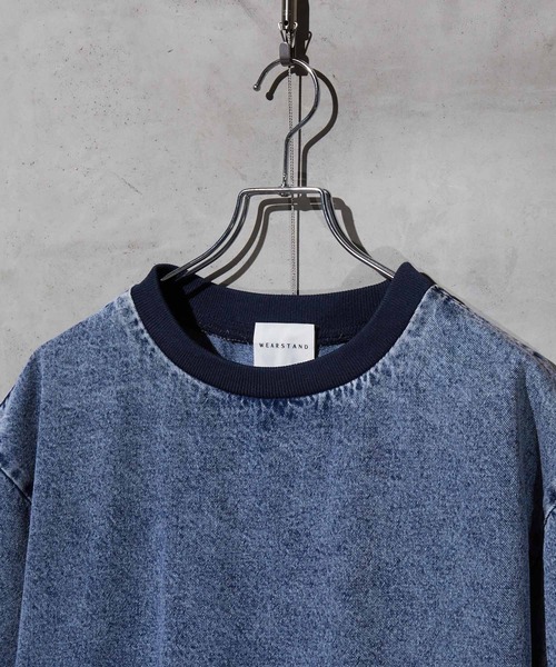 WEARSTAND（ウェアスタンド）の「【WEARSTAND/ウェアスタンド】Denim Drawstring T-Shirt / デニムドローストリングTシャツ（Tシャツ/カットソー・メンズ・ブラック/ブルー系その他/インディゴブルー・MEDIUM/LARGE/X-LARGE）」の8枚目の写真