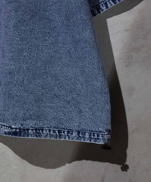 WEARSTAND（ウェアスタンド）の「【WEARSTAND/ウェアスタンド】Denim Drawstring T-Shirt / デニムドローストリングTシャツ（Tシャツ/カットソー・メンズ・ブラック/ブルー系その他/インディゴブルー・MEDIUM/LARGE/X-LARGE）」の11枚目の写真