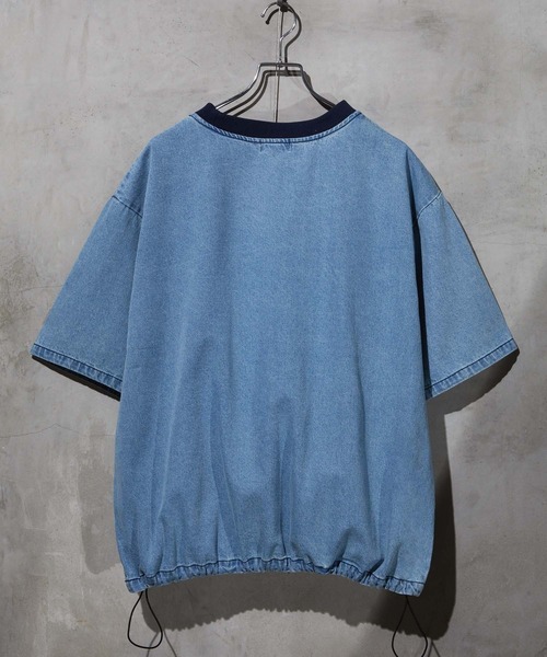 WEARSTAND（ウェアスタンド）の「【WEARSTAND/ウェアスタンド】Denim Drawstring T-Shirt / デニムドローストリングTシャツ（Tシャツ/カットソー・メンズ・ブラック/ブルー系その他/インディゴブルー・MEDIUM/LARGE/X-LARGE）」の15枚目の写真