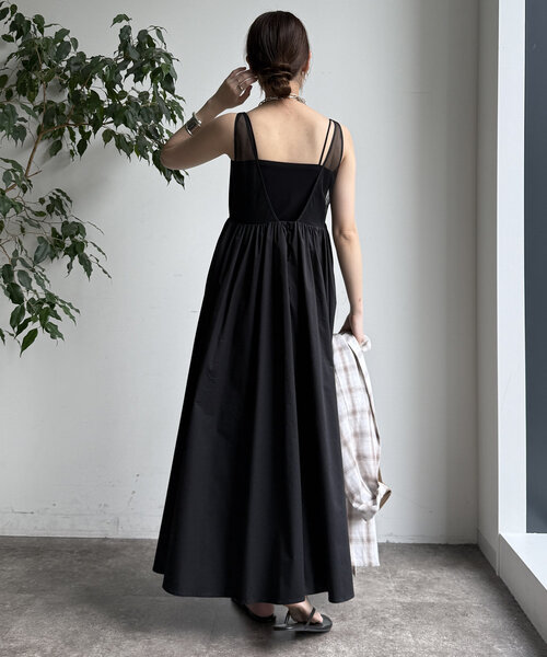 DouDou（ドゥドゥ）の「深Vタンクボリュームワンピース（ワンピース・レディース・グレー/ブラック・FREE）」の9枚目の写真