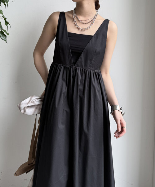 DouDou（ドゥドゥ）の「深Vタンクボリュームワンピース（ワンピース・レディース・グレー/ブラック・FREE）」の12枚目の写真