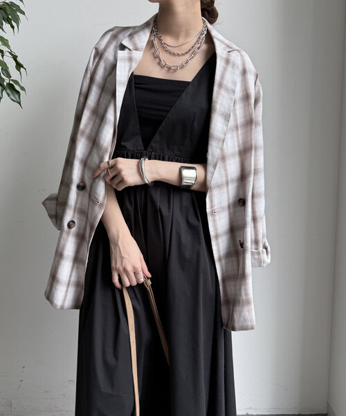 DouDou（ドゥドゥ）の「深Vタンクボリュームワンピース（ワンピース・レディース・グレー/ブラック・FREE）」の14枚目の写真