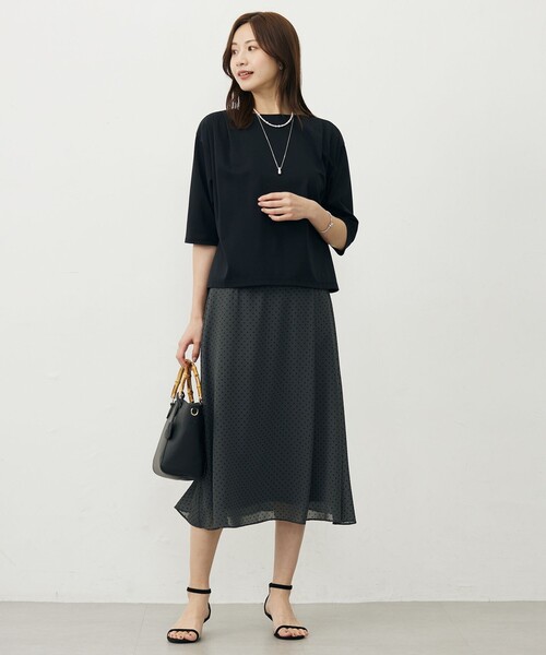 J.PRESS Ladies(J.プレス レディス)の「【洗える】ドットフロッキープリント フレア スカート(スカート・レディース・グレー系5/ブラウン系5・S/XS)」の3枚目の写真
