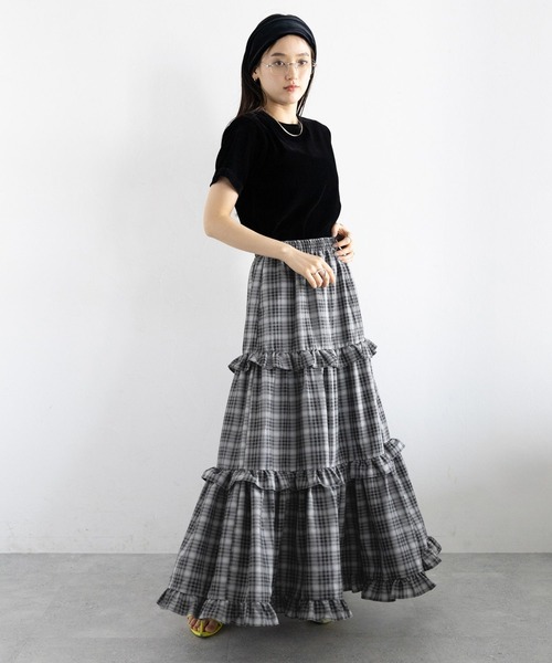 RAGEBLUE（レイジブルー）の「チェックフリルティアードスカート（スカート・レディース・ネイビー/ブラック・FREE）」の12枚目の写真