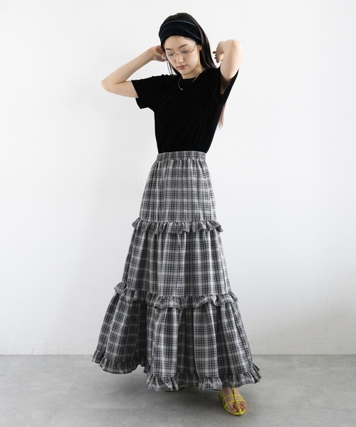 RAGEBLUE（レイジブルー）の「チェックフリルティアードスカート（スカート・レディース・ネイビー/ブラック・FREE）」の14枚目の写真