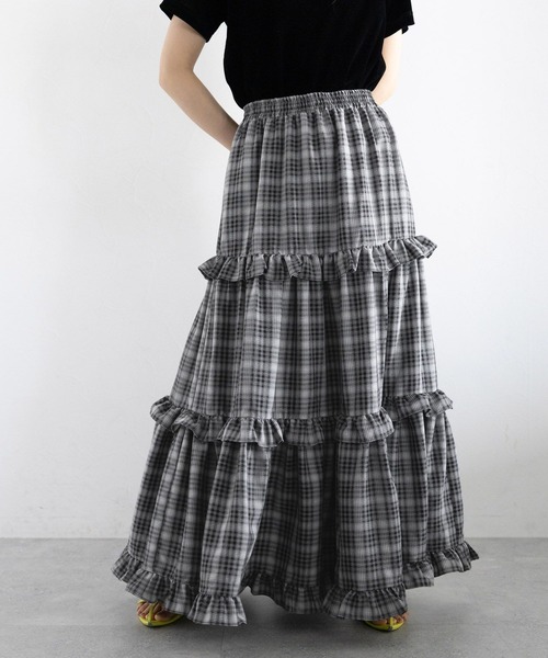 RAGEBLUE（レイジブルー）の「チェックフリルティアードスカート（スカート・レディース・ネイビー/ブラック・FREE）」の15枚目の写真