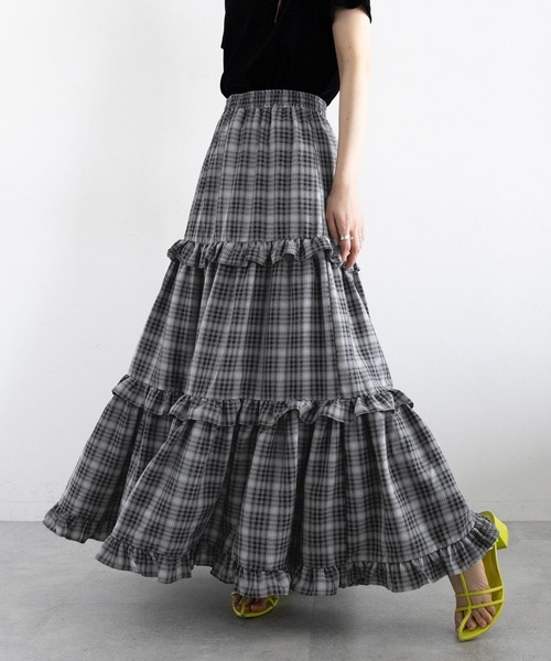 RAGEBLUE（レイジブルー）の「チェックフリルティアードスカート（スカート・レディース・ネイビー/ブラック・FREE）」の16枚目の写真