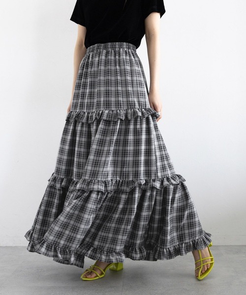 RAGEBLUE（レイジブルー）の「チェックフリルティアードスカート（スカート・レディース・ネイビー/ブラック・FREE）」の17枚目の写真